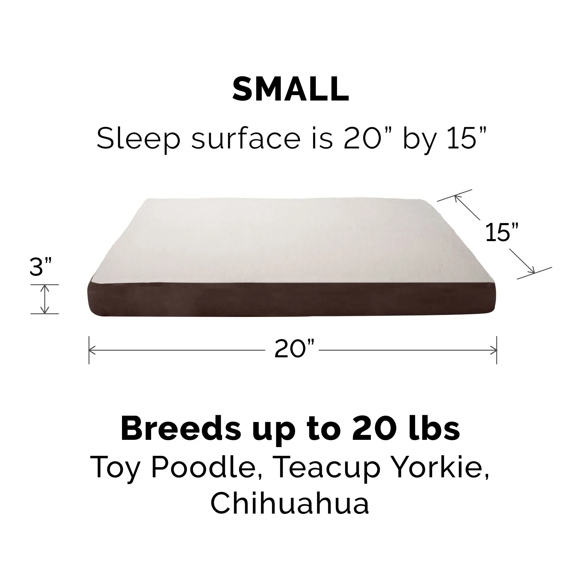 Memory Foam Dog Bed Sherpa & Suede Mattress w/ Removable Washable Cover - Small