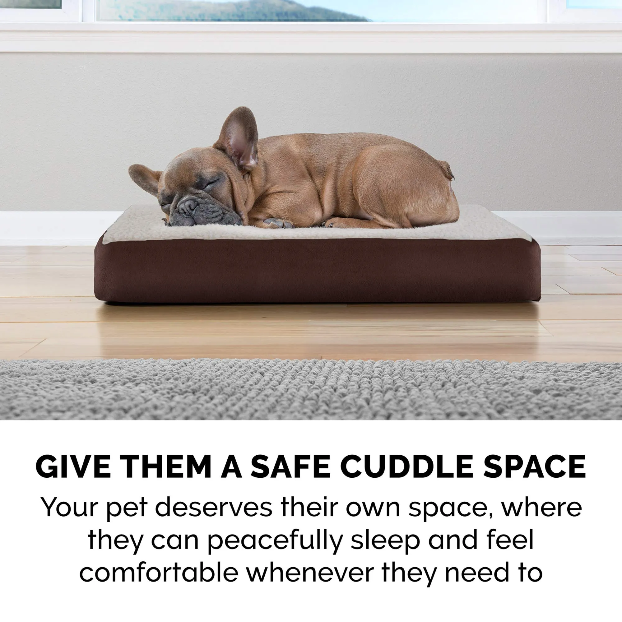 Memory Foam Dog Bed Sherpa & Suede Mattress w/ Removable Washable Cover - Small