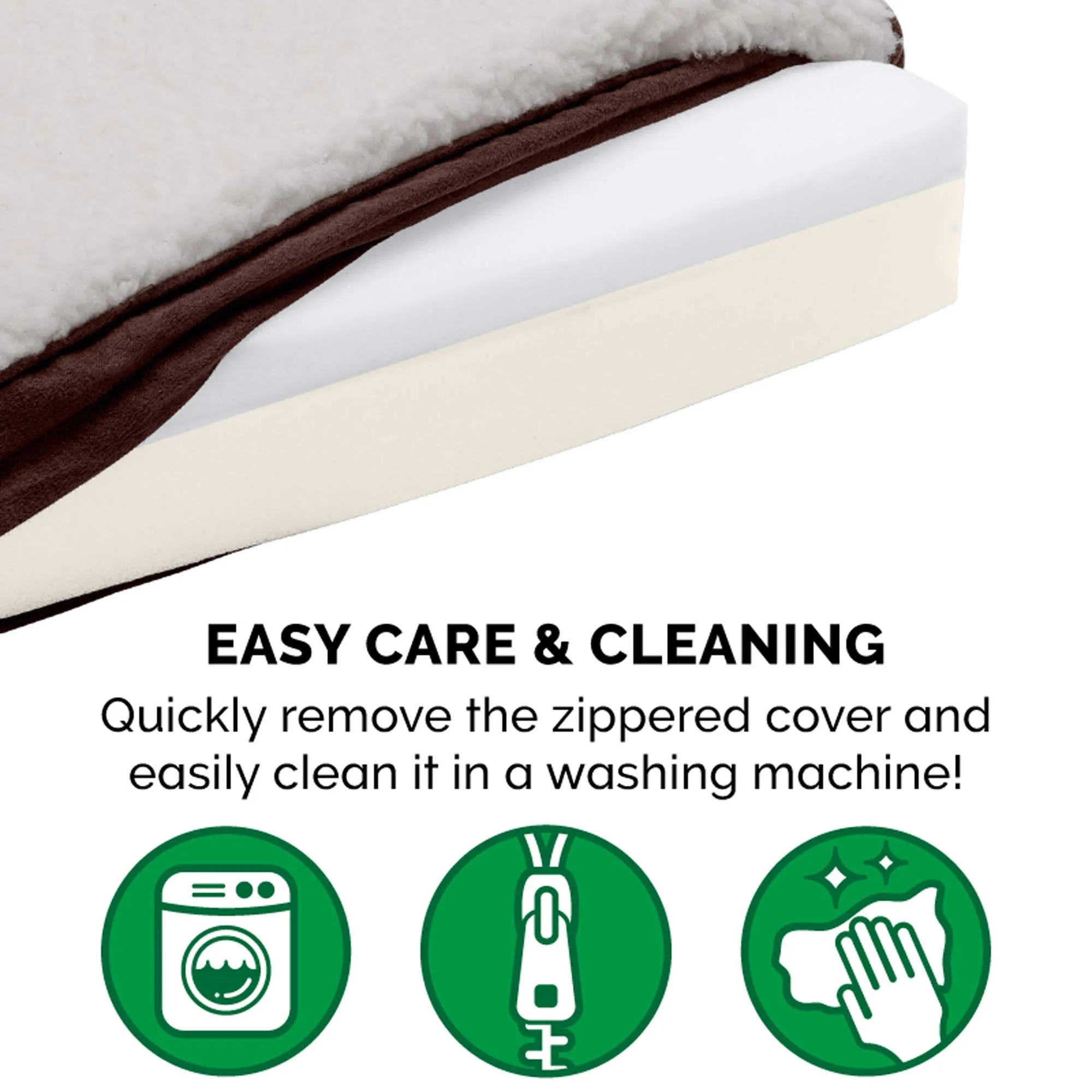 Memory Foam Dog Bed Sherpa & Suede Mattress w/ Removable Washable Cover - Small