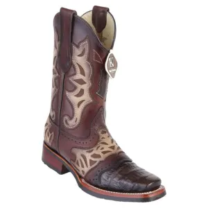 Men's King Exotic Caiman Belly Boots With Saddle Vamp Handmade Burnished Brown  #48118207