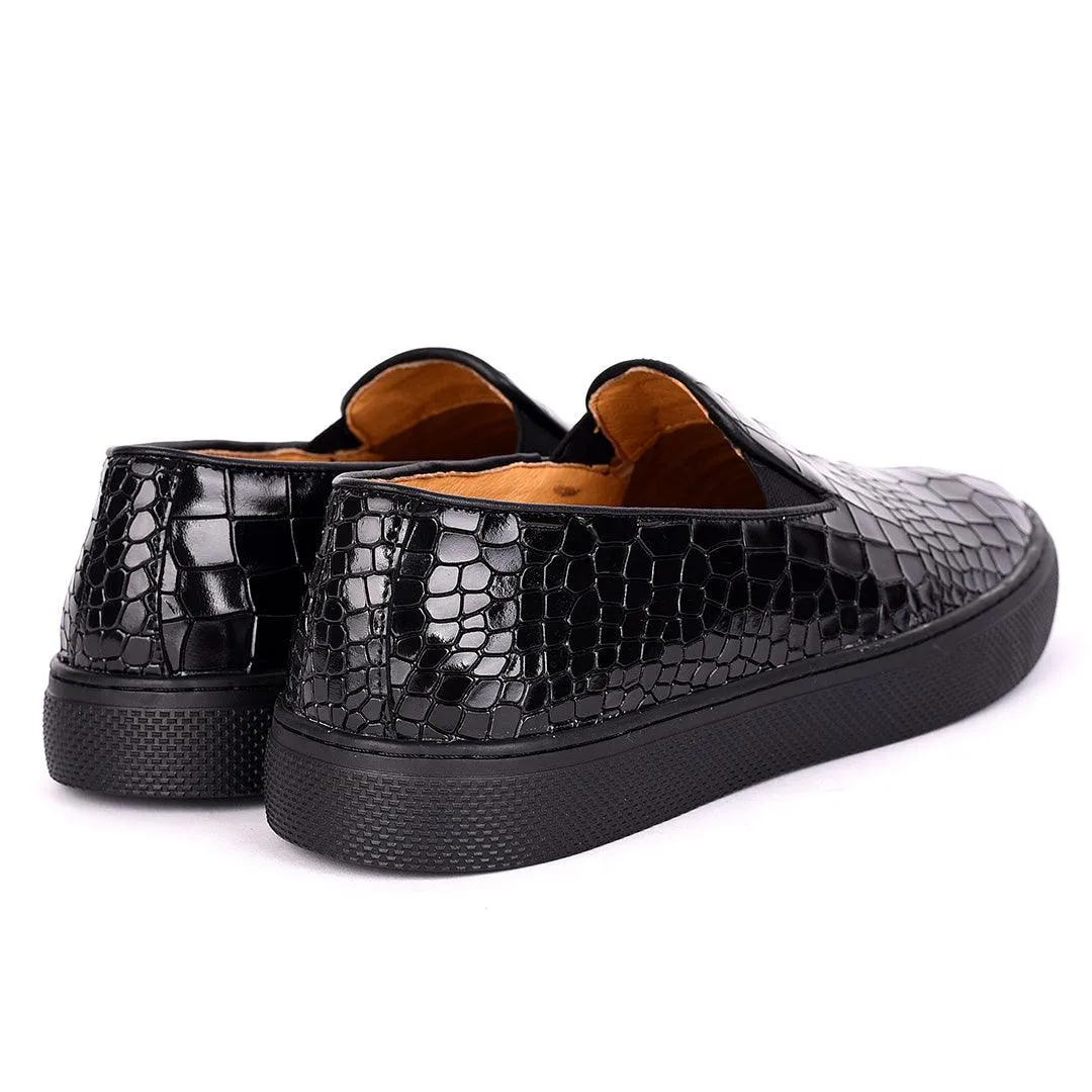 Terry Taylors All Black Croc Leather Sneaker Shoe