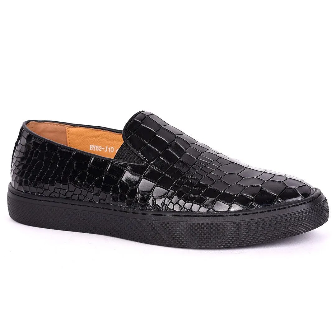 Terry Taylors All Black Croc Leather Sneaker Shoe