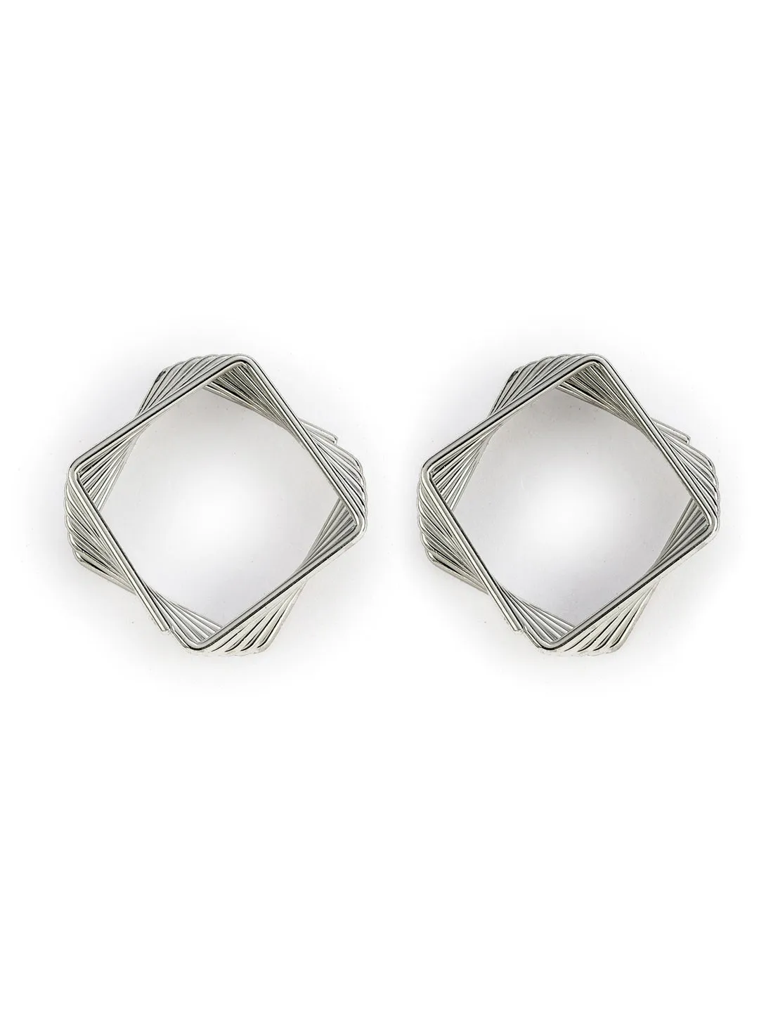 Trendy Square Silver Hoop Earrings for Women