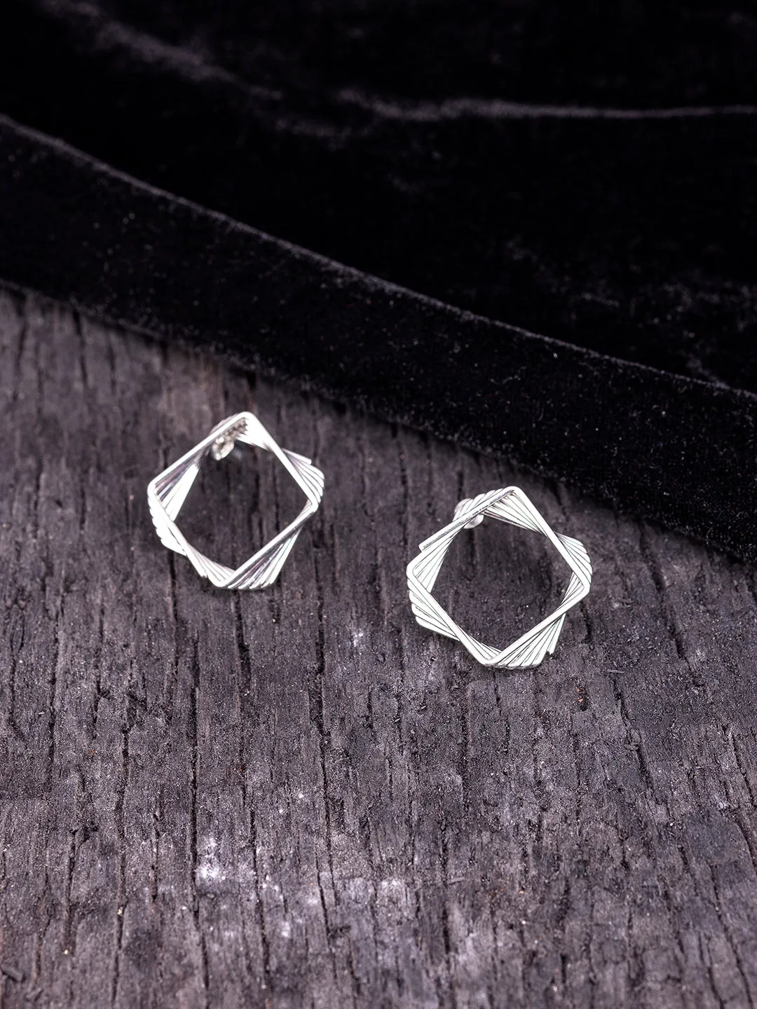 Trendy Square Silver Hoop Earrings for Women