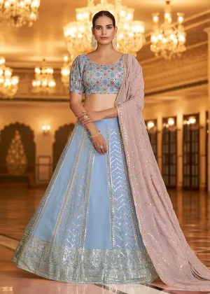 Wedding Reception Dazzling Dusty Pink Trendy Lehenga Choli
