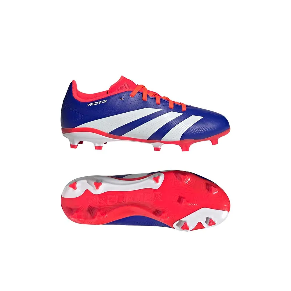 Youth Jr Predator League Firm Ground Cleats - Lucid Blue / Cloud White / Solar Red - Regular (D)