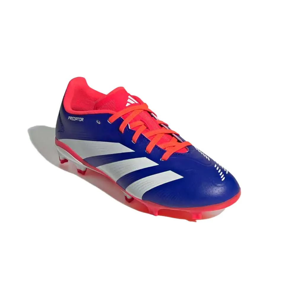 Youth Jr Predator League Firm Ground Cleats - Lucid Blue / Cloud White / Solar Red - Regular (D)