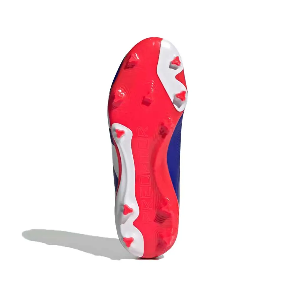 Youth Jr Predator League Firm Ground Cleats - Lucid Blue / Cloud White / Solar Red - Regular (D)